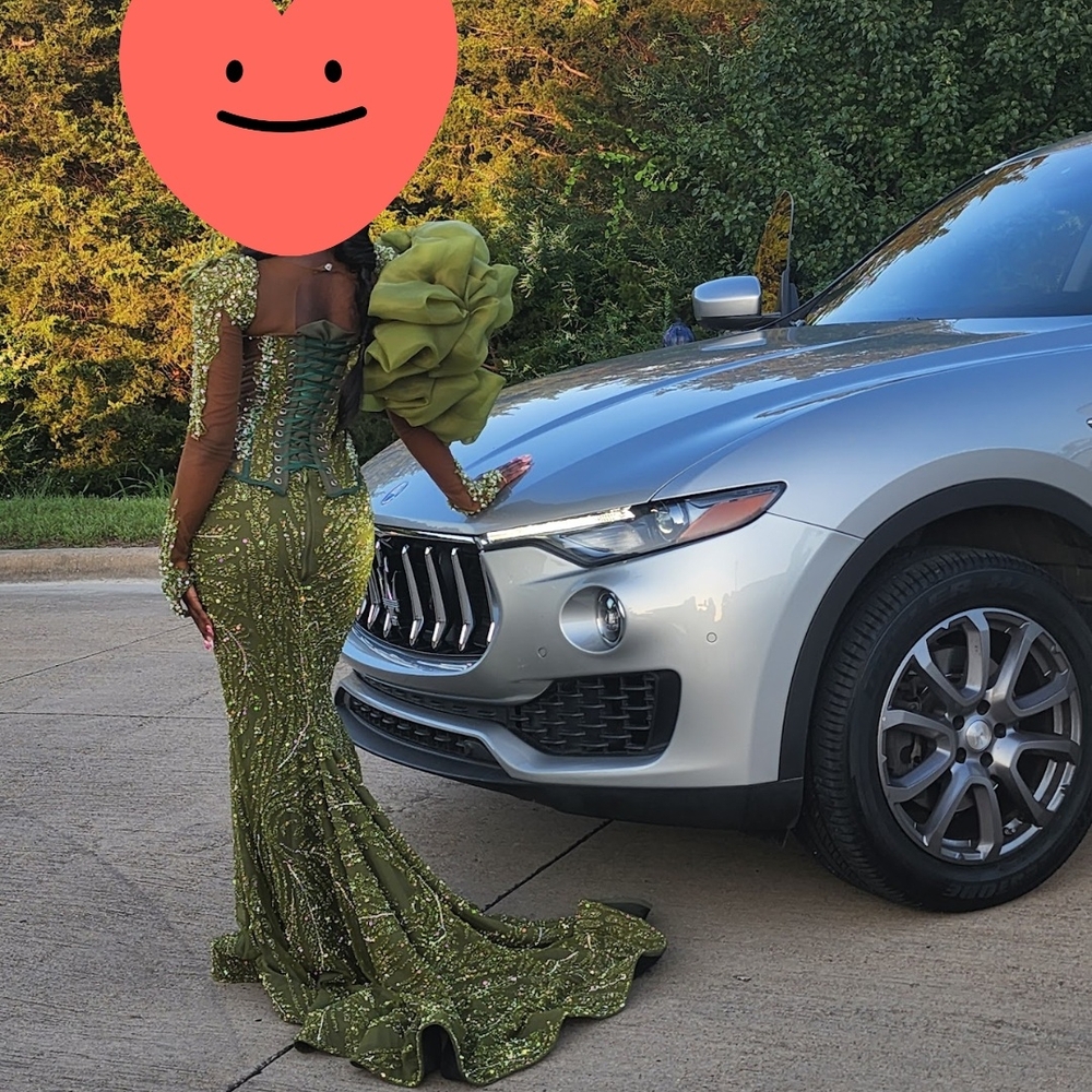 Elegant Green Beaded Gown